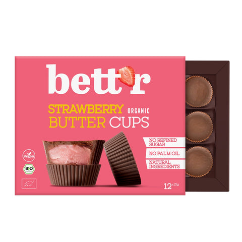 Organic Strawberry Chocolate Butter Cups Box Bett'r 156g