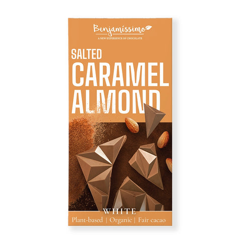 Bio Vegan Chocolate Salted Caramel Almond (white), 60g | Benjamissimo