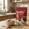 cacao nibs in smoothie bowl with bananas